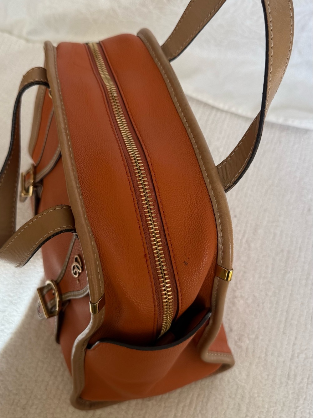 Chloe Orange & Tan Leather Satchel with Gold Hardware - Picture 3 of 13